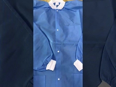 Abrigos de laboratorio azul cielo para adultos EPI Spp SMS 45GSM Pintura a prueba de salpicaduras con collar Mao