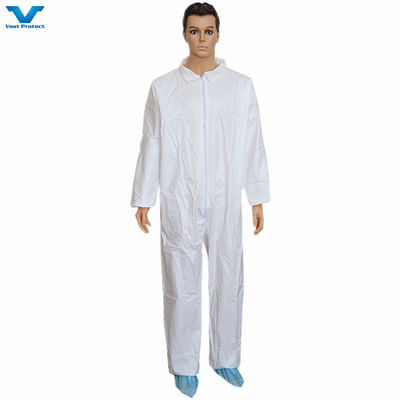 EN1149 EN1073 Certificado Trajes de un solo uso blancos microporosos directos con cuello