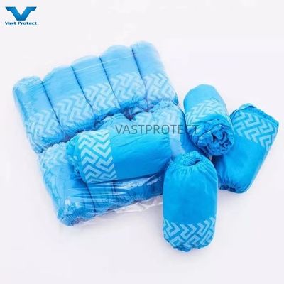 Capa de zapatos impresos antiderrapante de color azul elástico de 10 a 20 gramos desechables para un alto estándar