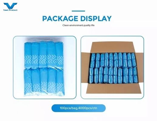 Capa de zapatos impresos antiderrapante de color azul elástico de 10 a 20 gramos desechables para un alto estándar