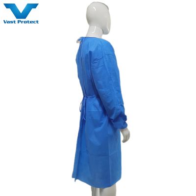 Vestido de aislamiento no estéril y impermeable de tejido SMS médico, clase I, nivel 1 2 3