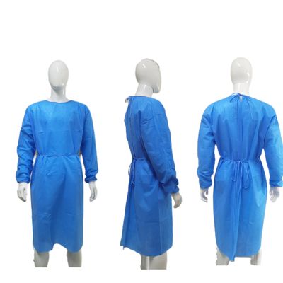 SMS Tejido no tejido vestido de aislamiento impermeable azul para instrumentos de clase I OEM ofrecido