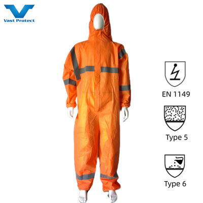 Seguridad industrial Traje de protección SMS microporous en naranja con función a prueba de agua