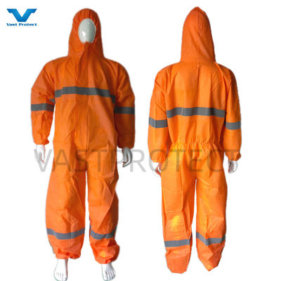 EN1149 Revestimiento 56GSM EE.UU. PPE de un solo uso con cinta reflectante naranja