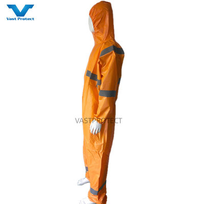 EN1149 Revestimiento 56GSM EE.UU. PPE de un solo uso con cinta reflectante naranja