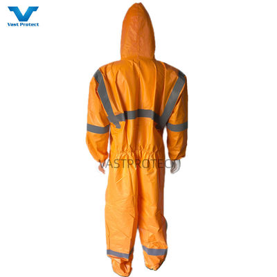 EN1149 Revestimiento 56GSM EE.UU. PPE de un solo uso con cinta reflectante naranja
