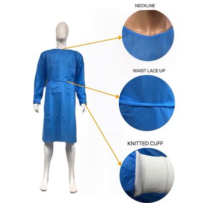 Vestido de aislamiento SMS desechable de grano de sésamo con certificación CE para profesionales médicos