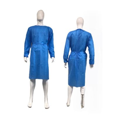 Vestido de aislamiento SMS desechable y suave, no estéril y transpirable