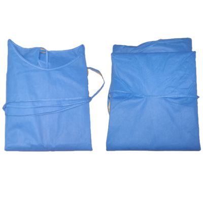 45 gramos de cuello redondo bata quirúrgica a prueba de agua anti-sangre anti-alcohol SMS nivel 2 3