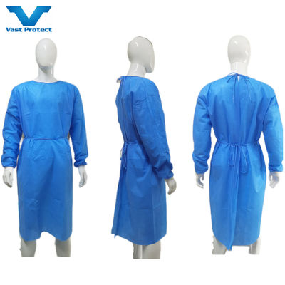 Vestido de aislamiento de tejido no tejido SMS antiestático impermeable para adultos AAMI Nivel 1 2 3