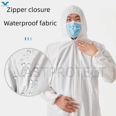 VPT621 PPE de seguridad industrial impermeable respirable químico ropa general blanca desechable