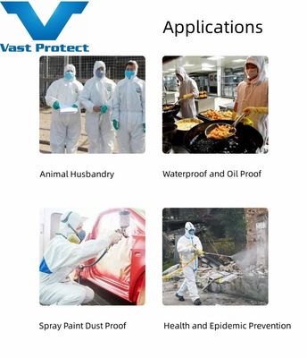 PP PE 55GSM con capucha protector desechable blanco Tyvek 400 con abrigos personalizados