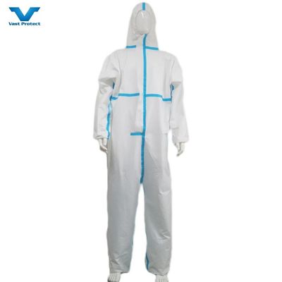 PP PE 55GSM con capucha protector desechable blanco Tyvek 400 con abrigos personalizados