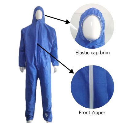 Vestidos de protección CE Tipo 5 6 EPP Kit Traje SMS No tejido sin cubierta para los pies