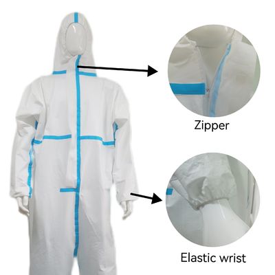 Comodines protectores de película microporosa con capucha blanca con muestras de tiras de palo