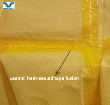 Traje de protección de color amarillo desechable con resistencia a sustancias químicas 175*140cm PP PE