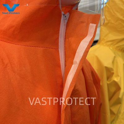 Mercado de EE.UU. Abrigos desechables de color naranja con cinta reflectante y certificación CE Tipo4/5/6