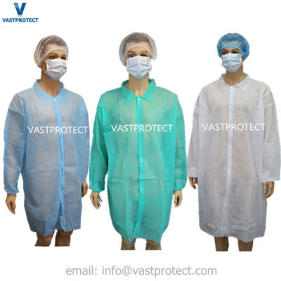 Camisas de laboratorio desechables de tejido no tejido SBPP con botones de cierre de cinta mágica de algodón