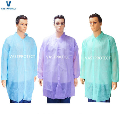 Certificación CE Abrigos de laboratorio desechables Blanco Azul Verde Púrpura Rosa Rojo Naranja con cremallera