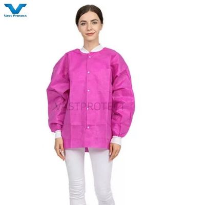 Accesorios de etiqueta Unisex abrigo desechable de laboratorio chaqueta no tejida para procesamiento de alimentos OEM