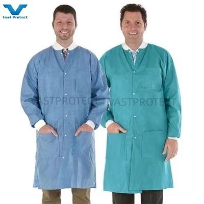 Abrigos de laboratorio desechables, impermeables, no tejidos, ropa de trabajo uniforme, modelo microporous NO. VPT-501