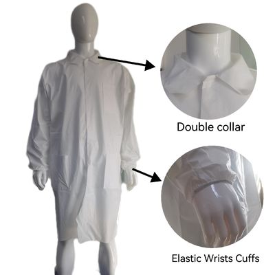 Coat de visitante desechable no tejido con microporo de PP SMS