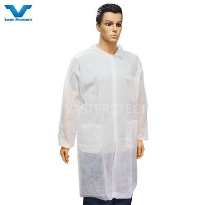 30GSM-50GSM abrigo de laboratorio blanco no tejido para visitantes de la industria alimentaria diseño personalizado
