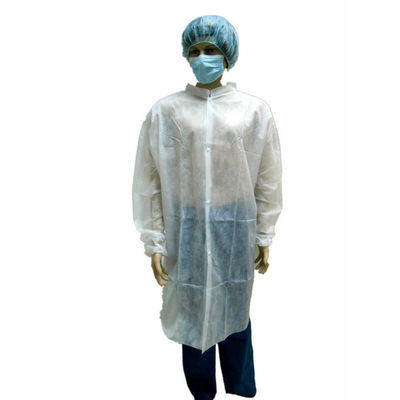 30GSM-50GSM abrigo de laboratorio blanco no tejido para visitantes de la industria alimentaria diseño personalizado