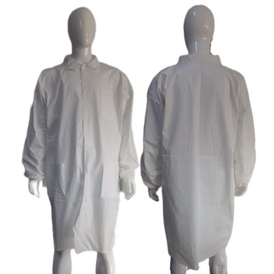 Vestidos de trabajo no tejidos de CE abrigo de laboratorio microporous blanco personalizado