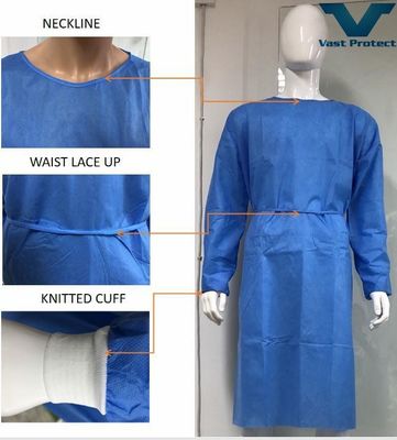 Vestido aislante desechable resistente al alcohol Nivel 1/2/3 Protección quirúrgica hidropónica SMS Tejido mantenga seco y fresco VASTPROTECT-501