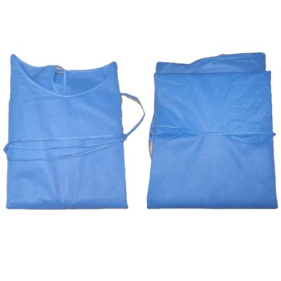 Ropa quirúrgica desechable SMS azul con puños de punto a prueba de líquidos M/L/XL