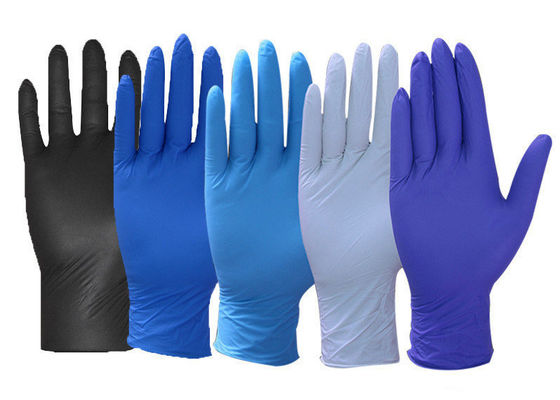 Guantes de nitrilo desechables de 9 pulgadas de polvo azul V201 con opción de personalización