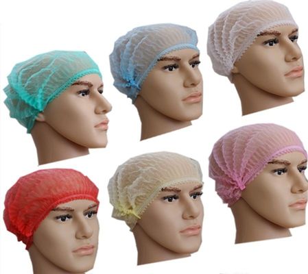18&quot; 21&quot; No tejido de PP Single Double Elastic Clip Strip Bouffant Hairnet Mob Cap Selección de color Blanco