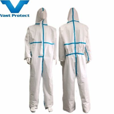 Traje de un solo uso blanco con microporo, revestido con PP sin cubierta de zapatos, sin imprimir logotipo