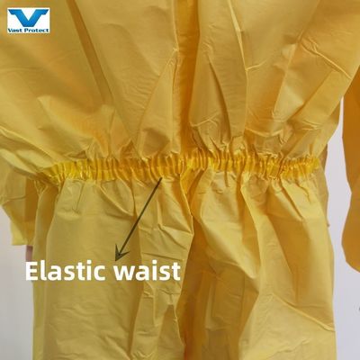 VASTPROTECT-609 Camisa de protección de una sola vez amarilla resistente a los productos químicos 175*140cm