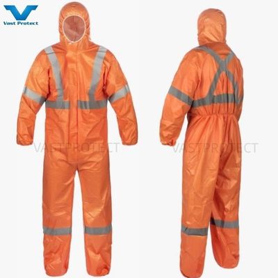 Traje de puño elástico de una sola vez con microporo con cinta reflectante tipo CE 5 6