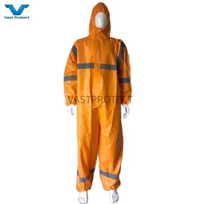 Traje de puño elástico de una sola vez con microporo con cinta reflectante tipo CE 5 6