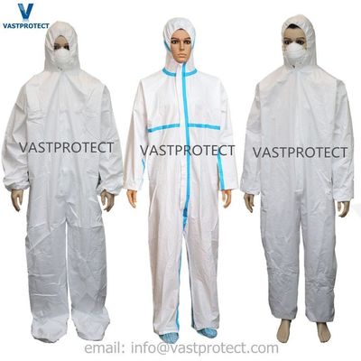 DuPont Tyvek Pintura blanca desechable Hazmat Tychemical Trabajo de cubierta Calderas Traje de seguridad de trabajo con collar de capucha