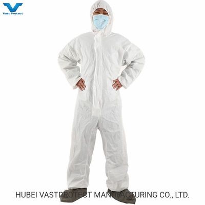 DuPont Tyvek Pintura blanca desechable Hazmat Tychemical Trabajo de cubierta Calderas Traje de seguridad de trabajo con collar de capucha