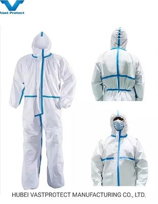 DuPont Tyvek Pintura blanca desechable Hazmat Tychemical Trabajo de cubierta Calderas Traje de seguridad de trabajo con collar de capucha