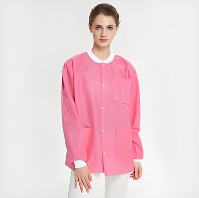 No tejido PP/MP/SMS/Tyvek/Microporous Lab Coat tamaño/peso personalizado 125X150cm con cremallera