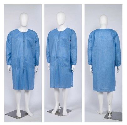 No tejido PP/MP/SMS/Tyvek/Microporous Lab Coat tamaño/peso personalizado 125X150cm con cremallera