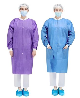Puñaladas de pulsera de punto SMS Lab Coat con estructura frontal abierta y bolsillos botones de chasquido
