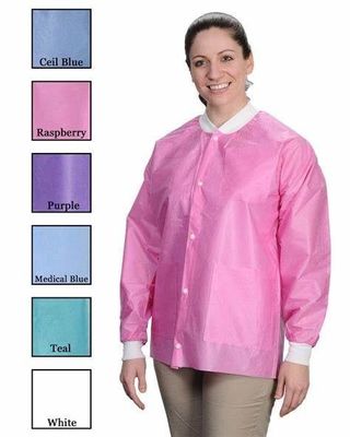 Chaquetas de laboratorio desechables de longitud de cadera Reutilizables chaqueta de lavado de laboratorio chaqueta unisex con prueba de polvo V601