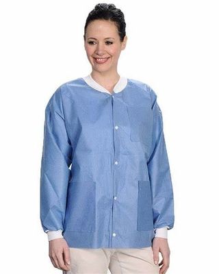 Chaquetas de laboratorio desechables de longitud de cadera Reutilizables chaqueta de lavado de laboratorio chaqueta unisex con prueba de polvo V601