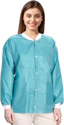 Chaquetas de laboratorio desechables de longitud de cadera Reutilizables chaqueta de lavado de laboratorio chaqueta unisex con prueba de polvo V601