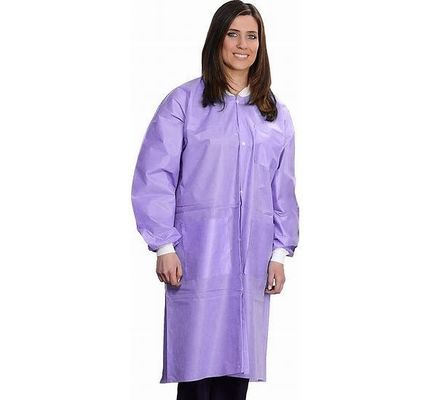 Abrigos de laboratorio desechables para adultos SMS 40GSM longitud de rodilla con puños V601 y cuello Mao