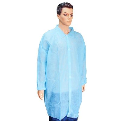 Abrigos de laboratorio azul cielo para adultos EPI Spp SMS 45GSM Pintura a prueba de salpicaduras con collar Mao