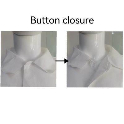 Vestidos de trabajo de polipropileno blanco desechables unisex con muñecas elásticas y sujetadores con gancho