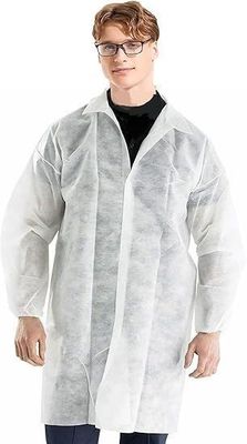 abrigo de laboratorio desechable de polipropileno con doble cuello a prueba de polvo y blanco transpirable